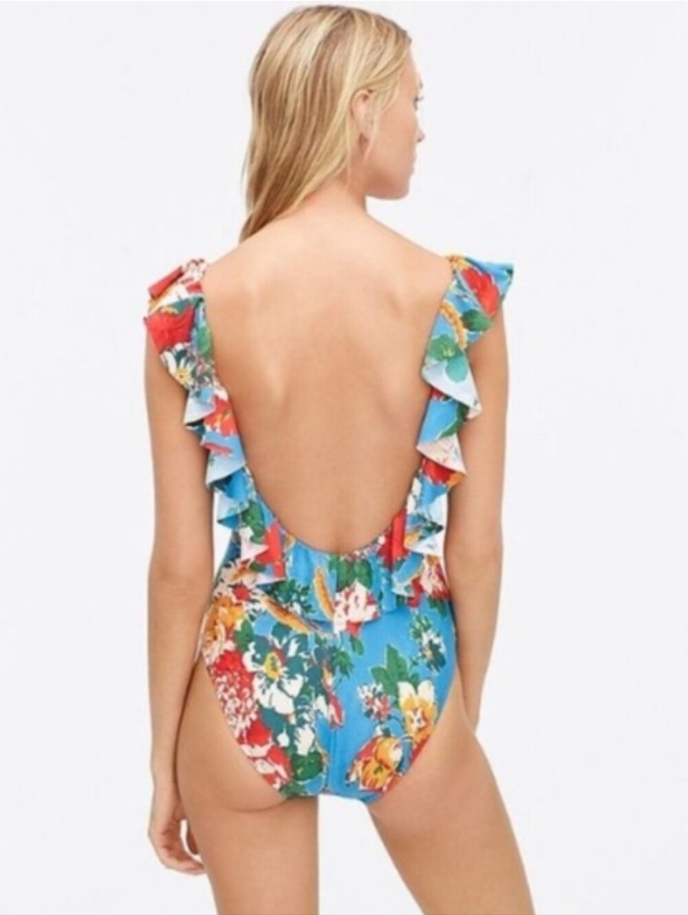J. Crew | Ruffle scoop one-piece swimsuit in Ratti bahama print NEW Size 12 - Picture 3 of 10